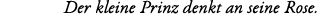 Der kleine Prinz denkt an seine Rose. 
